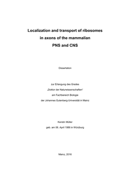 Localization and Transport of Ribosomes in Axons of the Mammalian PNS and CNS