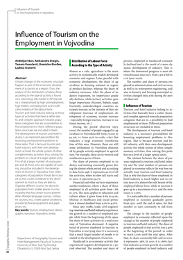 Influence of Tourism on the Employment in Vojvodina