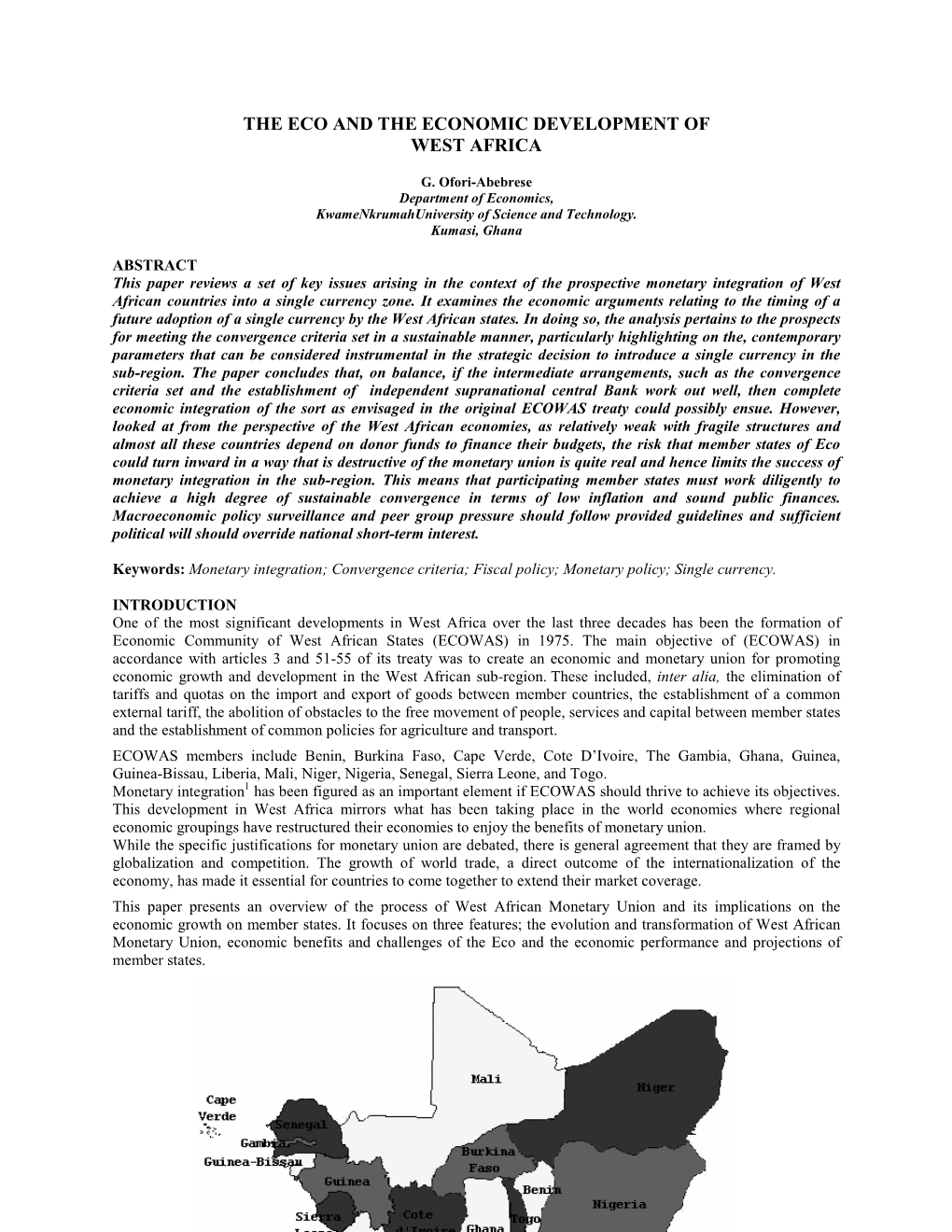 The Eco and the Economic Development of West Africa