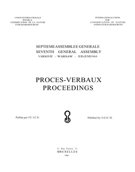 Proces-Verbaux Proceedings