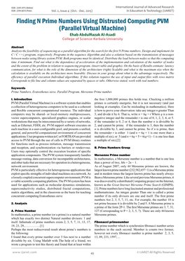 Finding N Prime Numbers Using Distrusted Computing PVM (Parallel Virtual Machine) Ehab Abdulrazak Al-Asadi College of Science-Kerbala University