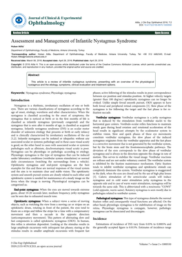 Assessment and Management of Infantile Nystagmus Syndrome
