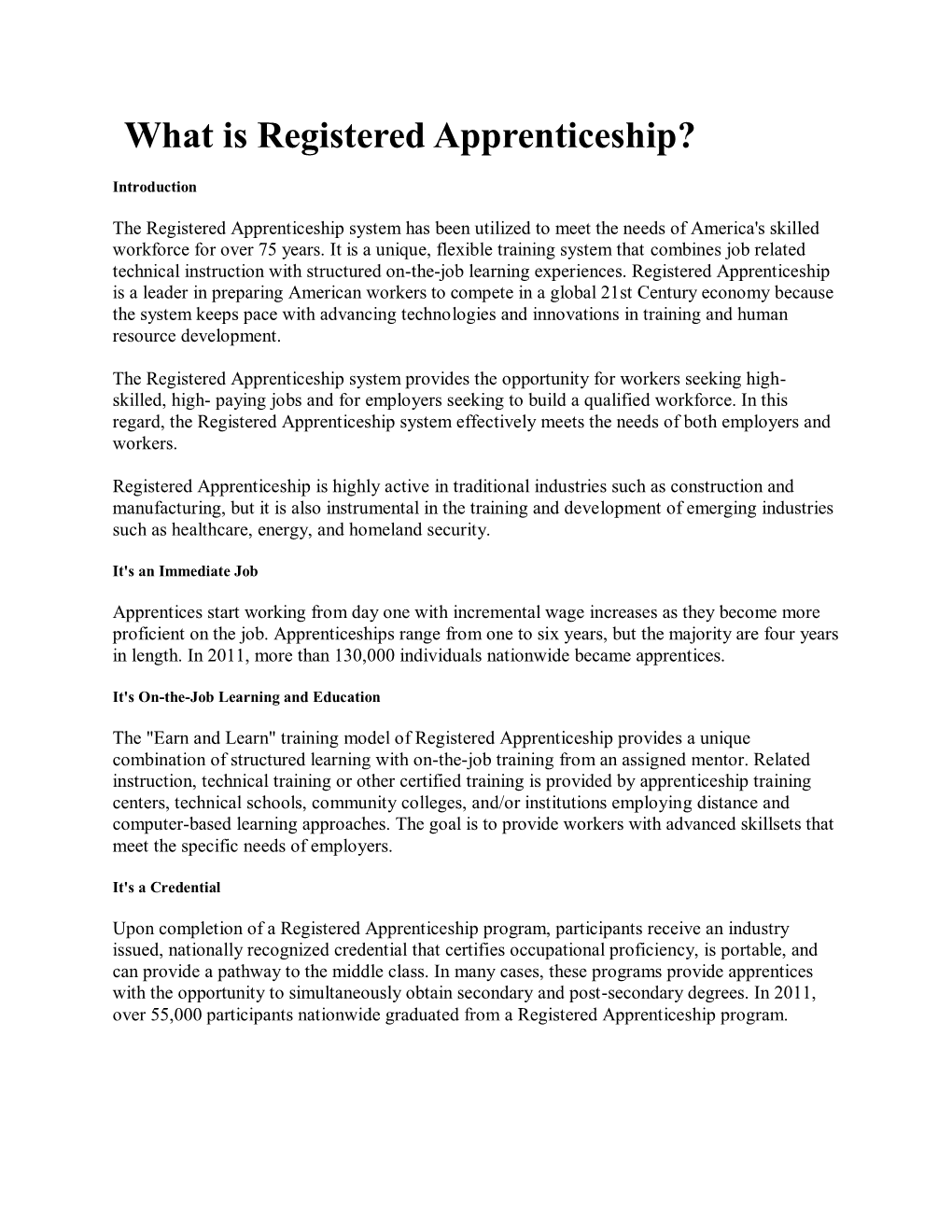 What Is Registered Apprenticeship?