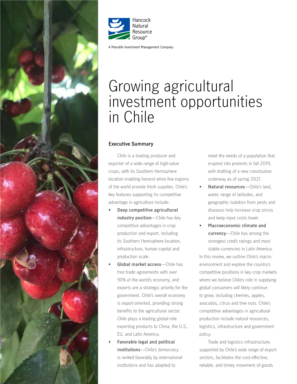 Growing Agricultural Investment Opportunities in Chile