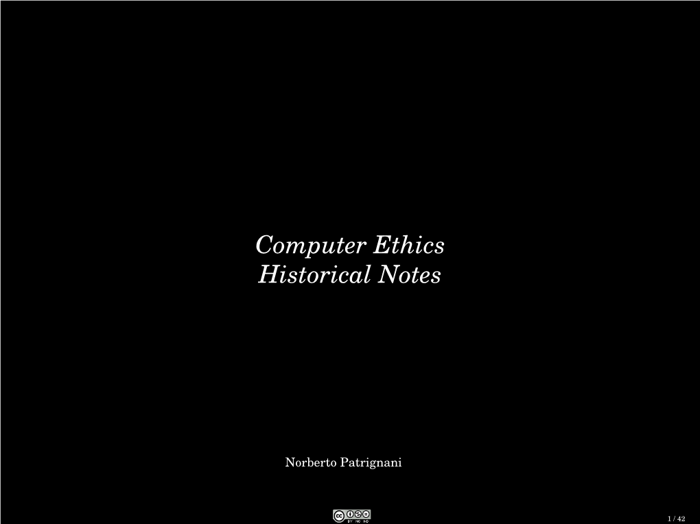 Computer Ethics Historical Notes