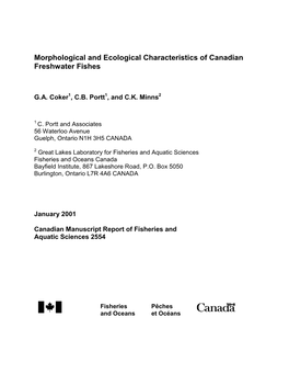 Canadian Manuscript Report of Fisheries and Aquatic Sciences 2554