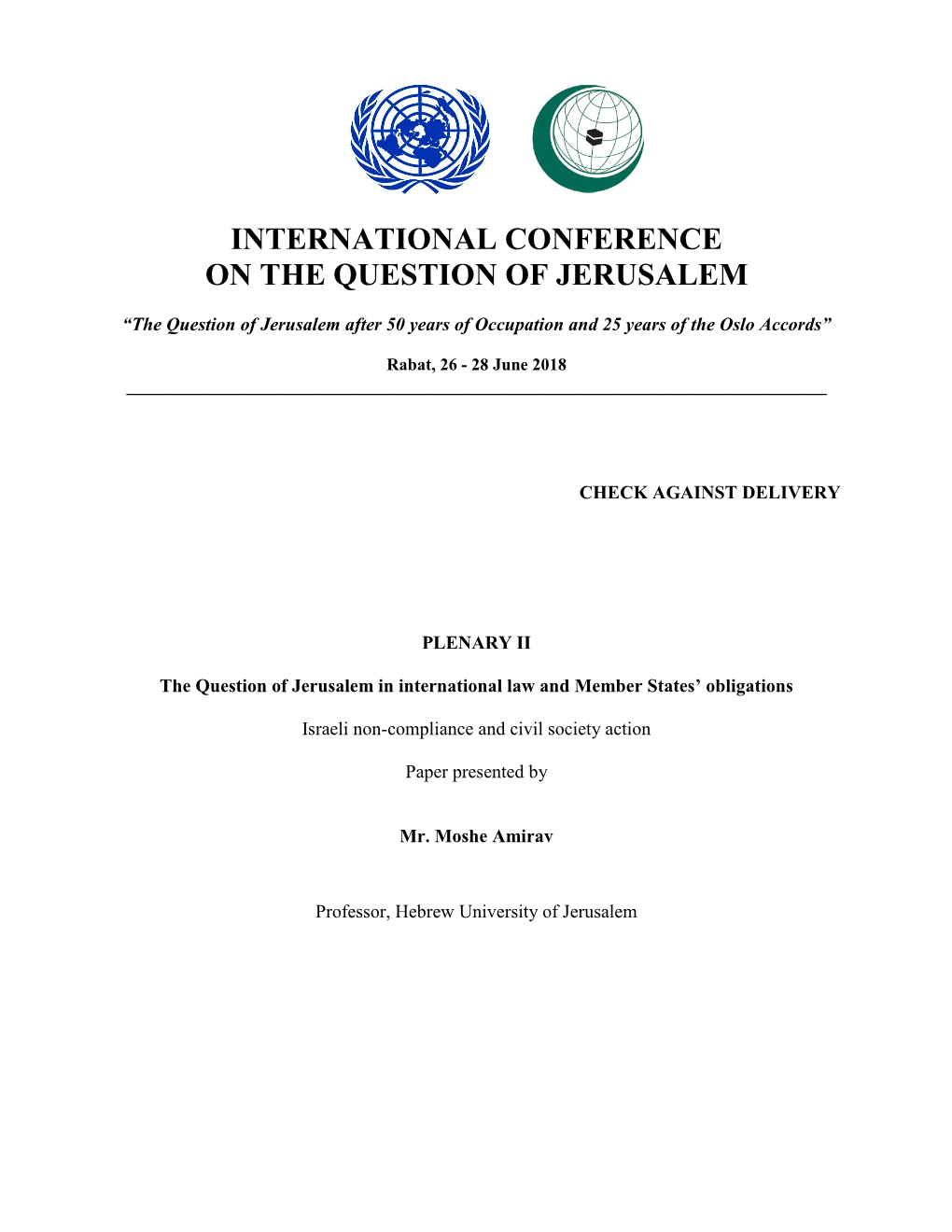 International Conference on the Question of Jerusalem