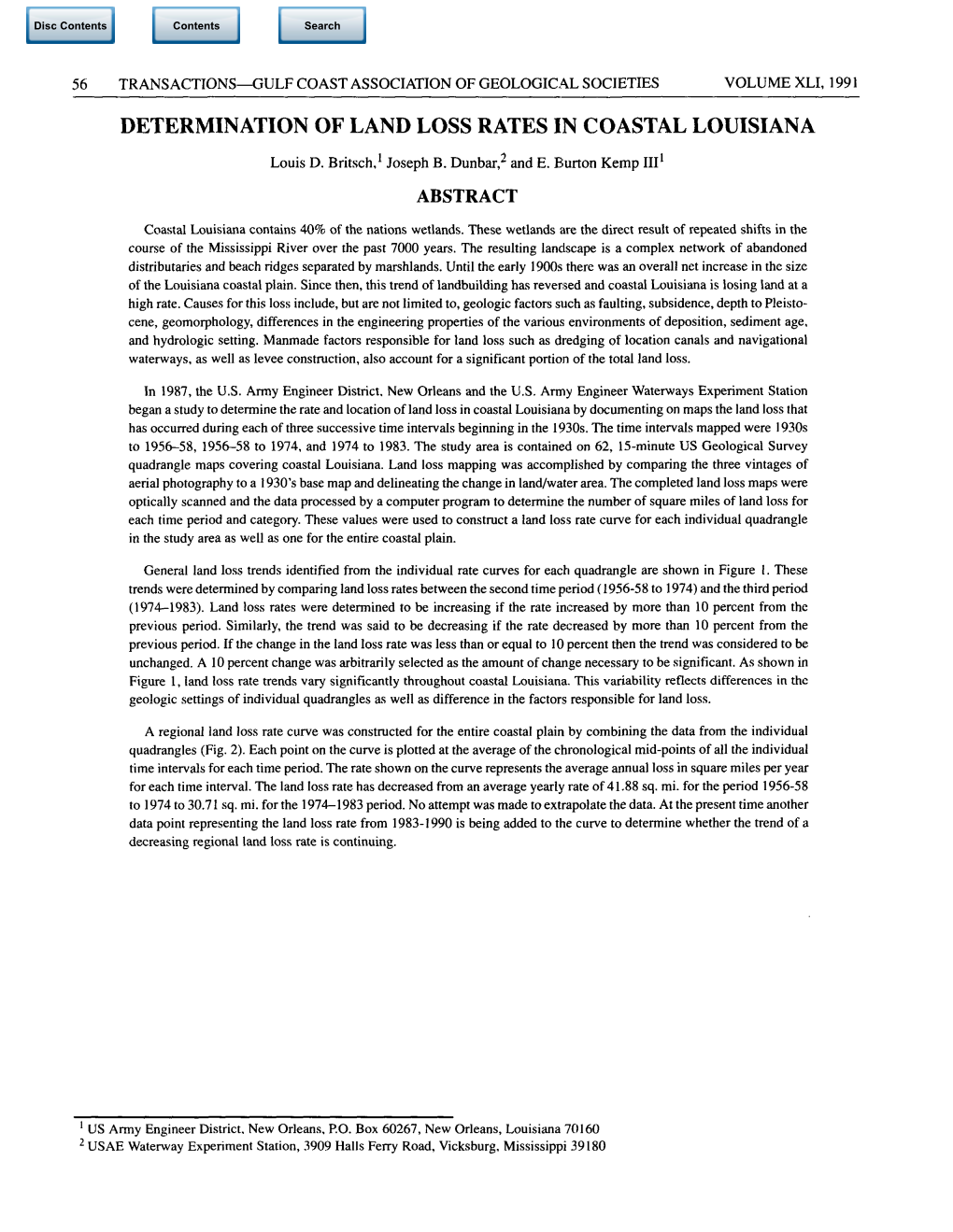 Determination of Land Loss Rates in Coastal Louisiana