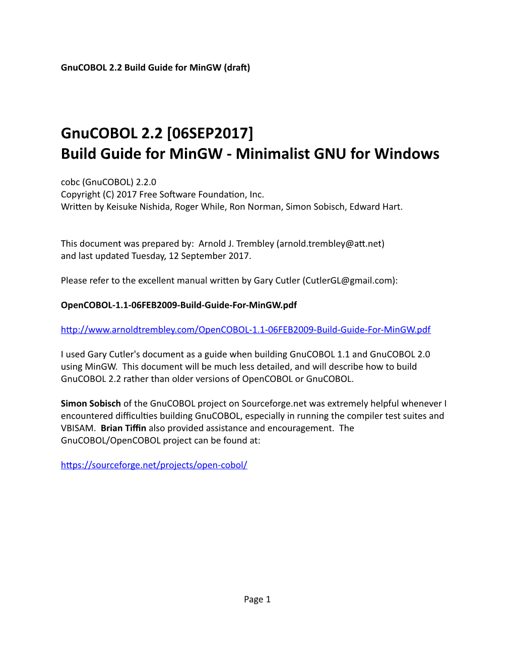 Gnucobol 2.2 Build Guide for Mingw (Draft)