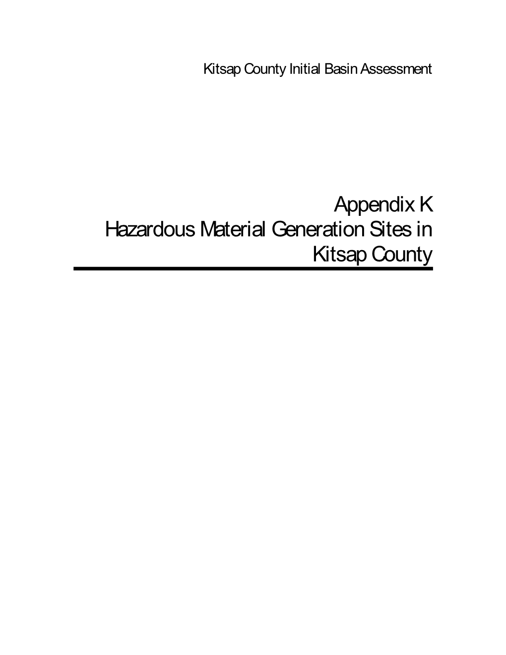 Appendix K Hazardous Material Generation Sites in Kitsap County