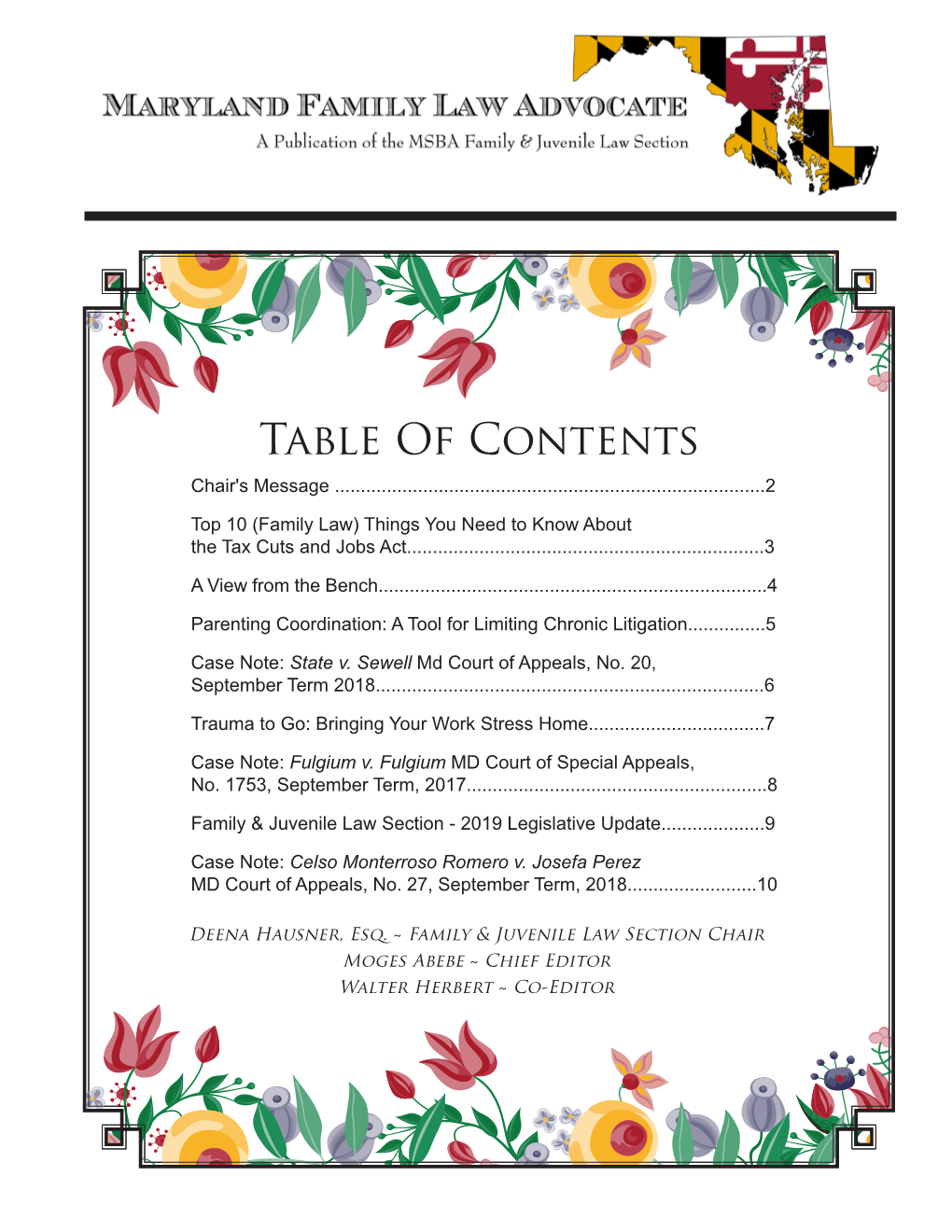 Table of Contents Chair's Message