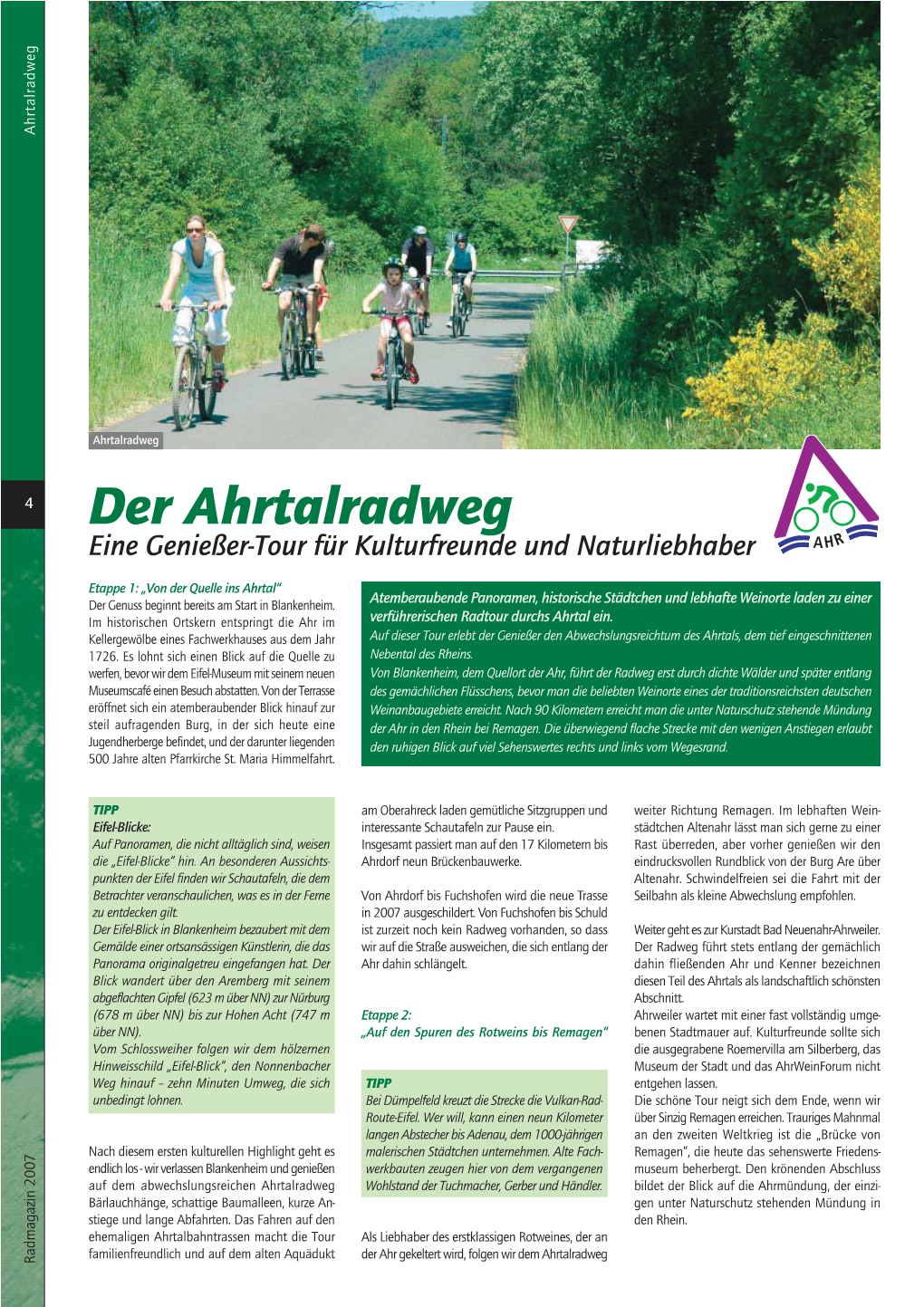 Der Ahrtalradweg Eine Genießer-Tour Für Kulturfreunde Und Naturliebhaber