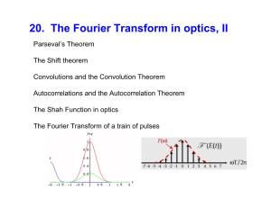 20. the Fourier Transform in Optics, II Parseval’S Theorem