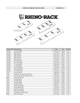 RRUSA 2500 Fitments Sorted by Vehicle with Article Numbers