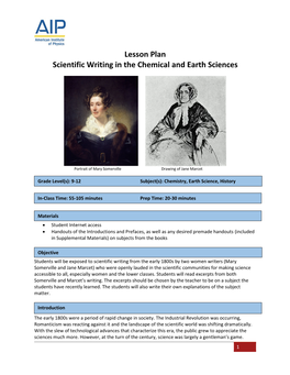 Lesson Plan Scientific Writing in the Chemical and Earth Sciences