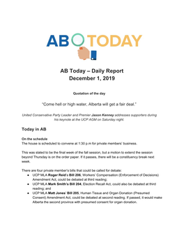 AB Today – Daily Report December 1, 2019