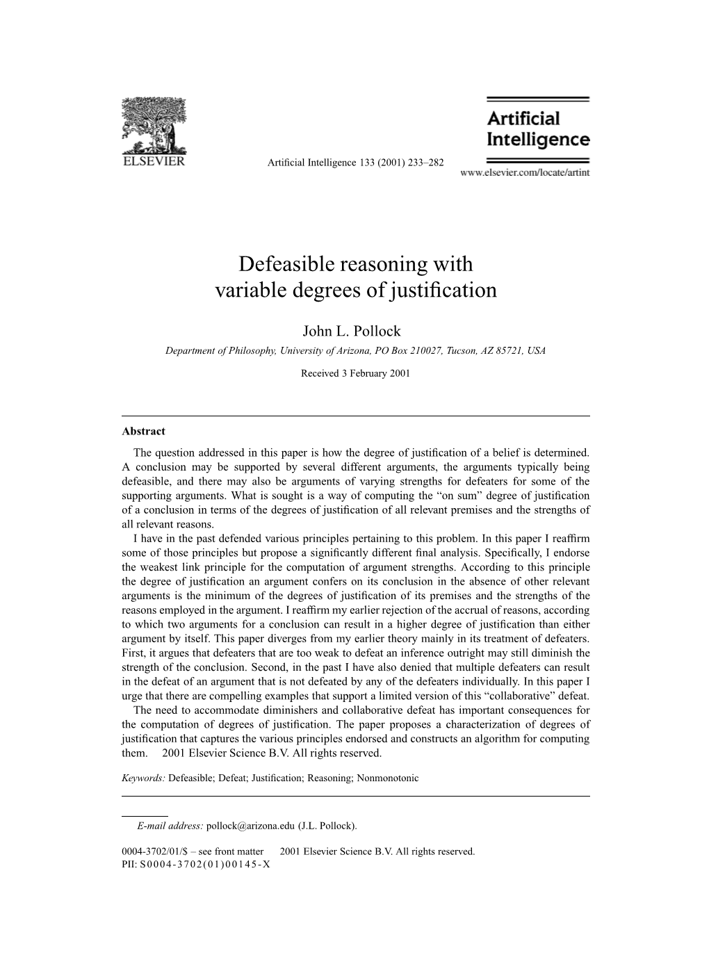 Defeasible Reasoning with Variable Degrees of Justification