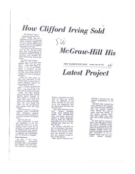 How Clifford Irving Sold Mcgraw-Hill His Latest Project