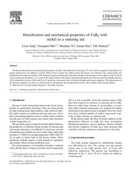 Densification and Mechanical Properties of Cab6 with Nickel As A