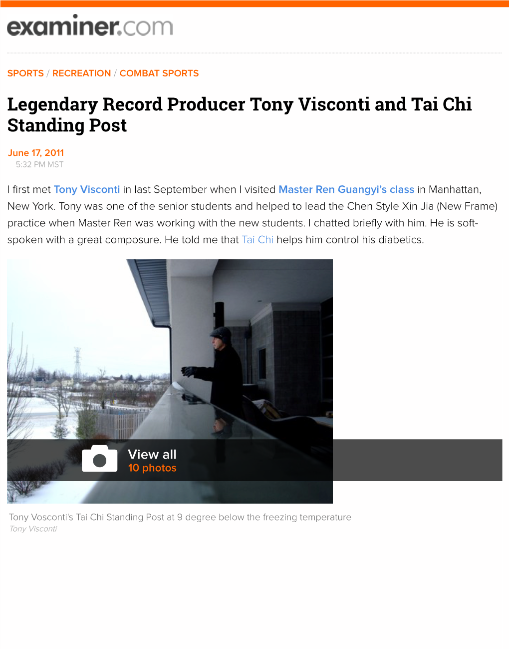 Legendary Record Producer Tony Visconti and Tai Chi Standing Post