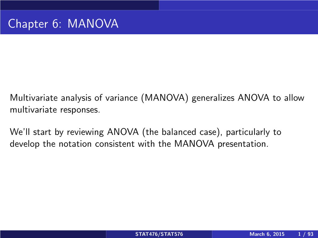 STAT564/STAT476: Multivariate Analysis