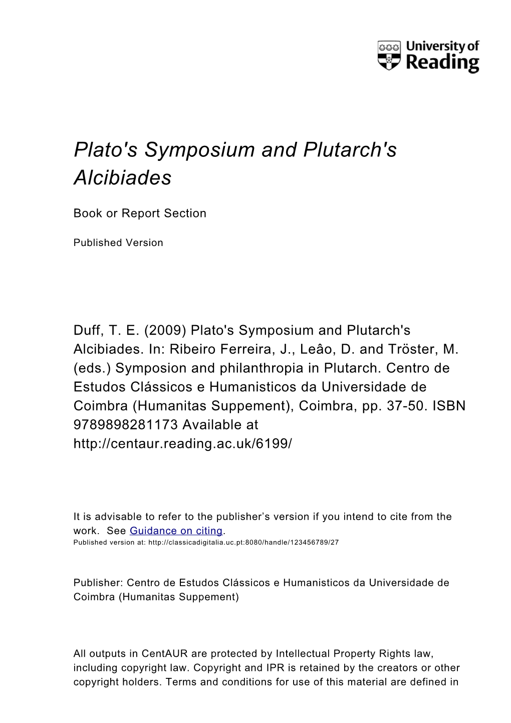 Plato's Symposium and Plutarch's Alcibiades