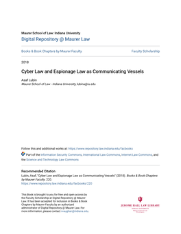 Cyber Law and Espionage Law As Communicating Vessels