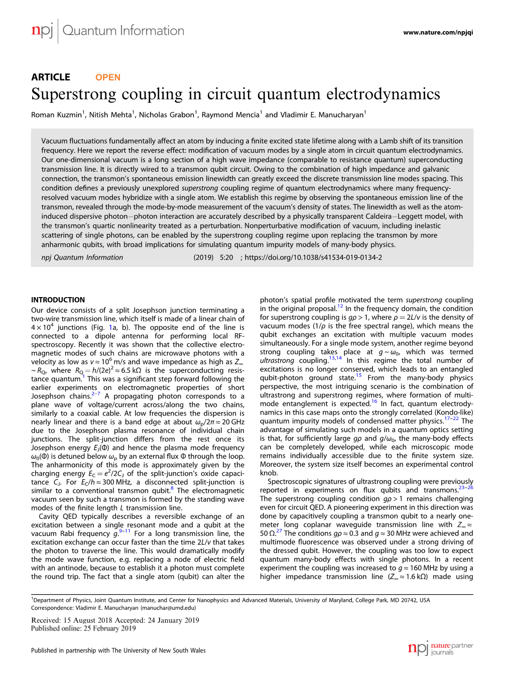 Superstrong Coupling in Circuit Quantum Electrodynamics