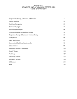 Appendix D Standard Unit of Measure References Table of Contents