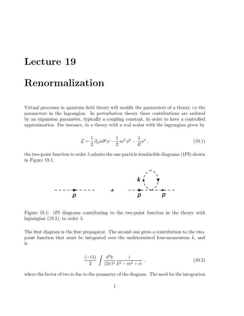 Lecture 19 Renormalization