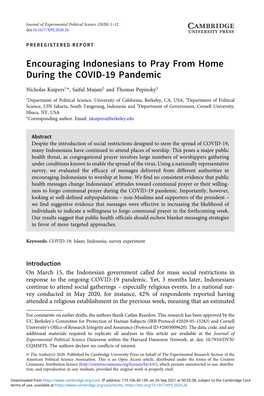 Encouraging Indonesians to Pray from Home During the COVID-19 Pandemic