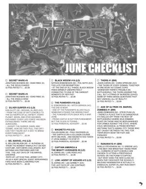 Secret Wars Checklist June