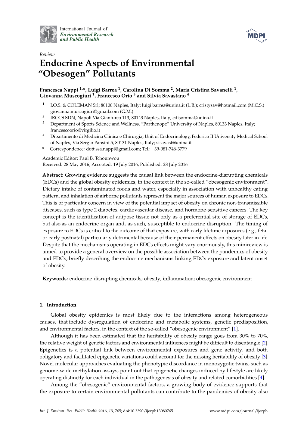 Endocrine Aspects of Environmental “Obesogen” Pollutants
