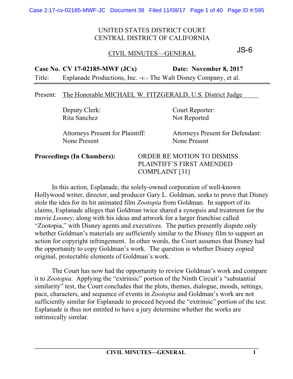 Case 2:17-Cv-02185-MWF-JC Document 38 Filed 11/08/17 Page 1 of 40 Page ID #:595