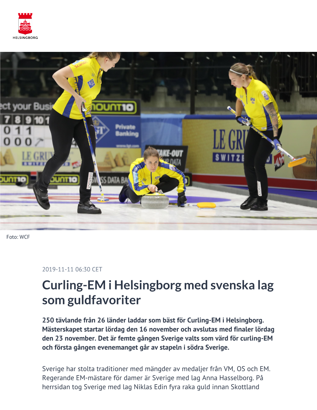 ​Curling-EM I Helsingborg Med Svenska Lag Som Guldfavoriter