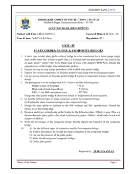 Unit –Iv Plate Girder Bridge & Composite Bridges