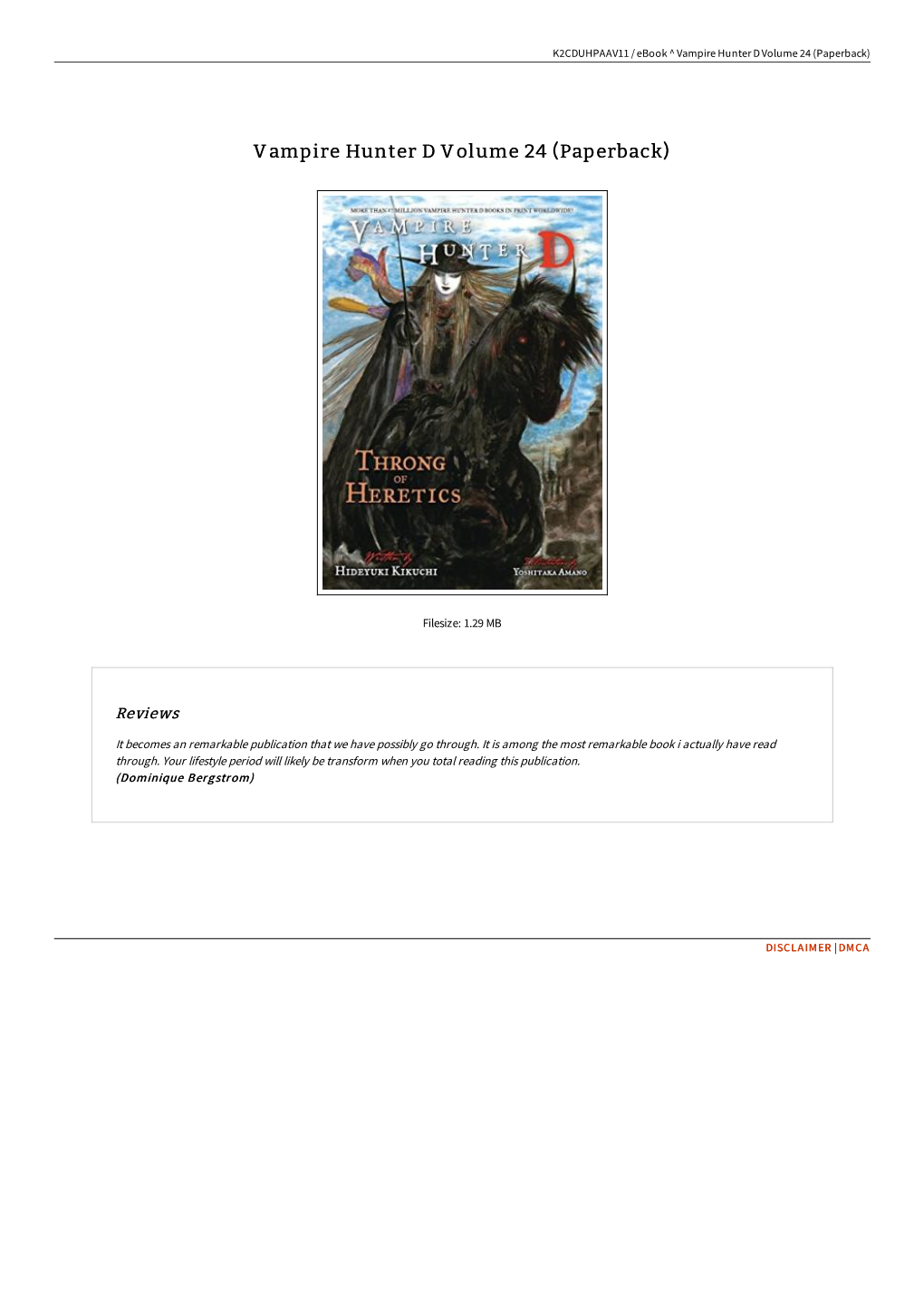 Download PDF &lt; Vampire Hunter D Volume 24 (Paperback