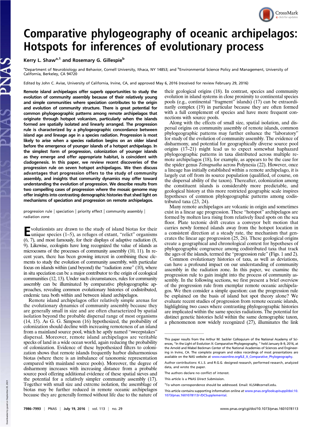 Comparative Phylogeography of Oceanic Archipelagos: Hotspots for Inferences of Evolutionary Process