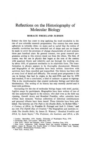Reflections on the Historiography of Molecular Biology