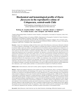 Biochemical and Hematological Profile of Otaria Flavescens in The