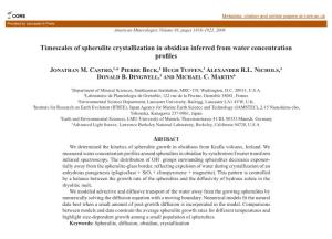 Timescales of Spherulite Crystallization in Obsidian Inferred from Water Concentration Profiles