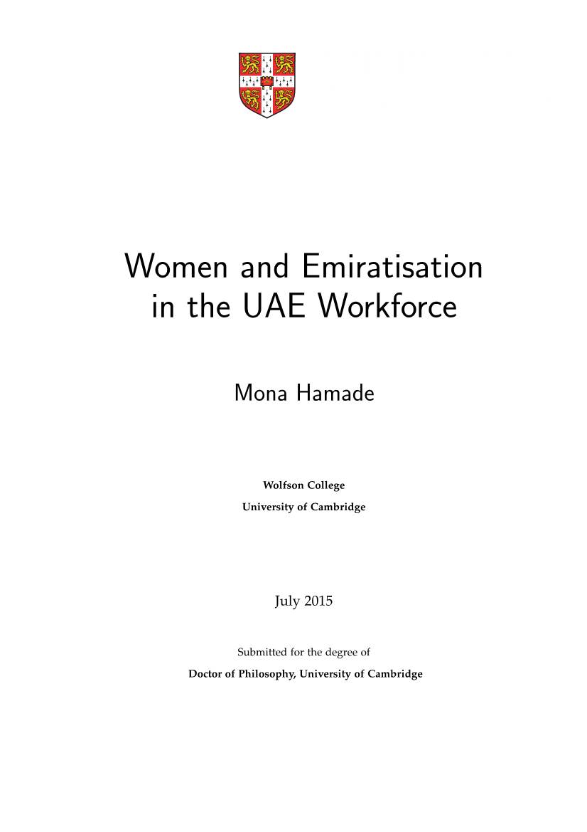 Women and Emiratisation in the UAE Workforce