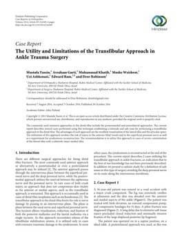 The Utility and Limitations of the Transfibular Approach in Ankle Trauma Surgery