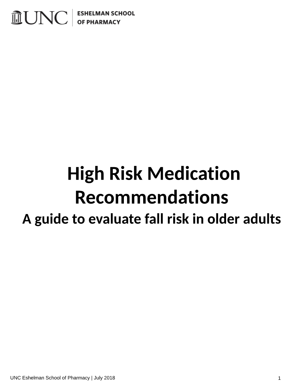 UNC High-Risk Medication Recommendations