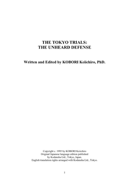 The Tokyo Trials: the Unheard Defense