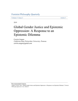Global Gender Justice and Epistemic Oppression: a Response to an Epistemic Dilemma