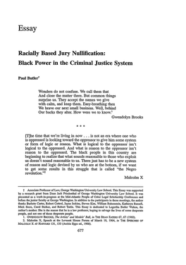 Racially Based Jury Nullification: Black Power in the Criminal Justice System