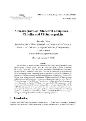 Stereoisograms of Octahedral Complexes. I. Chirality and RS-Stereogenicity