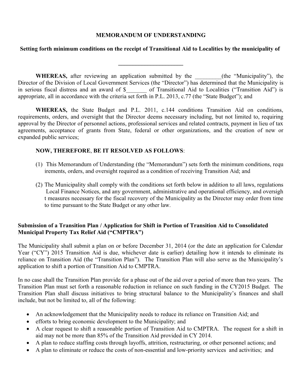 Memorandum of Understanding s19