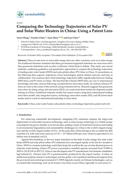 Comparing the Technology Trajectories of Solar PV and Solar Water Heaters in China: Using a Patent Lens